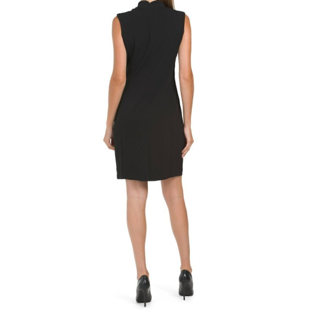 NWT TAHARI ASL Women's Mock Neck Cut Out Pleated Mini Dress - Picture 2 of 5